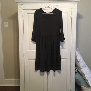 3/4 sleeve charcoal dress